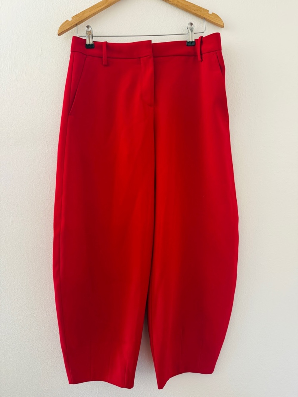 Zara Red Pleated Balloon Barrel Pants - Picture 3 of 5